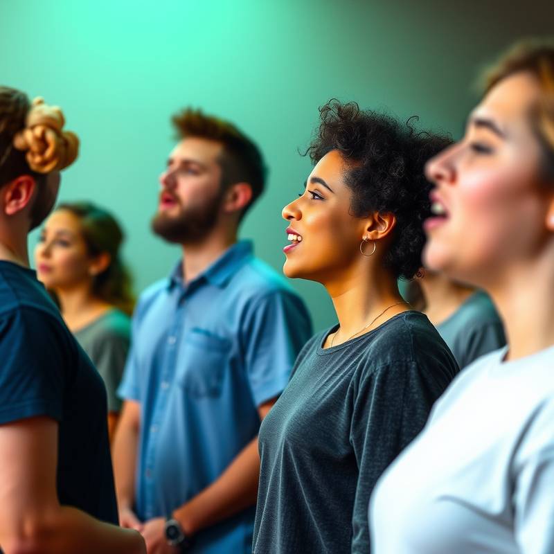 Billede af en gruppe elever der deltager i en vocal performance workshop